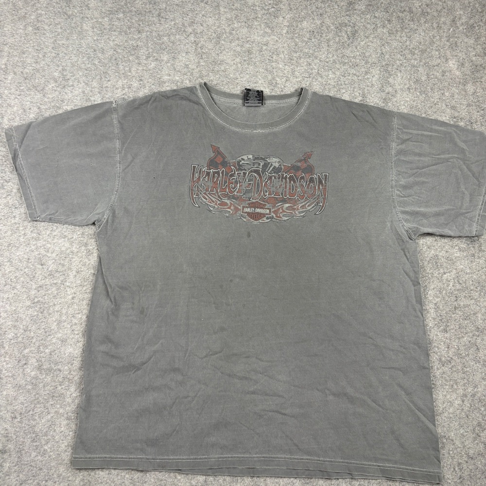 Vintage Y2K Harley Davidson Graphic T-Shirt Mens XL Gray Distressed Faded Biker - Picture 3 of 15